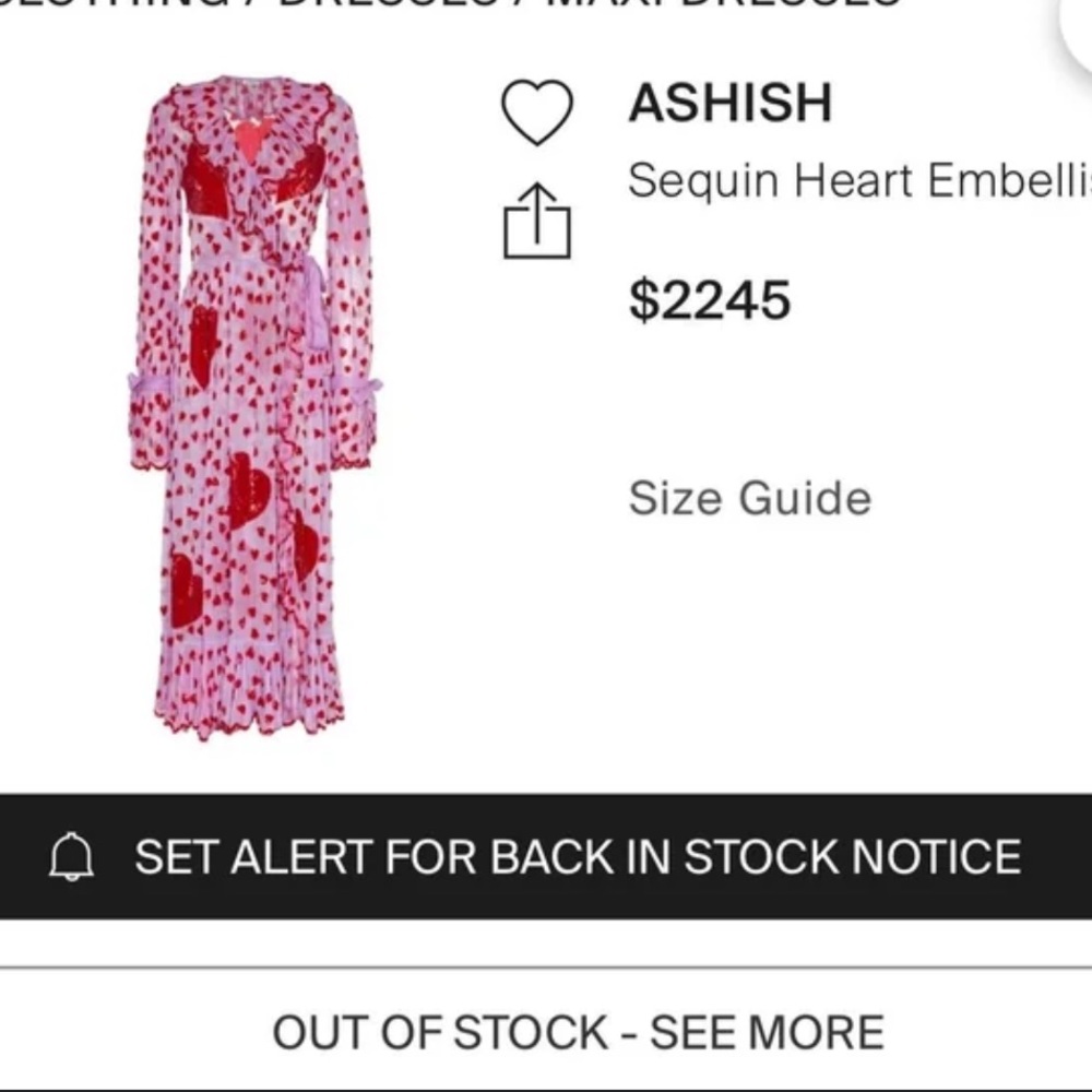Ashish Vibrant Purple and Red Heart Maxi Dress - Picture 3 of 14